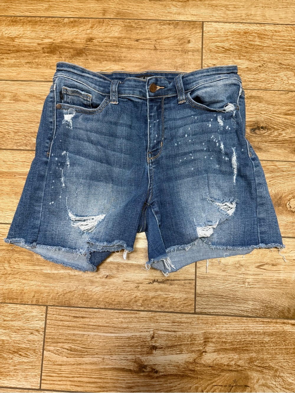 Judy Blue Distressed Dark Blue Denim Cutoff Shorts